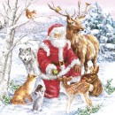 Christmas Santa & Animals napkins, pack of 20, 33x33 cm
