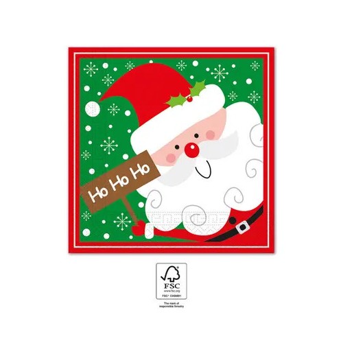Christmas Santa Claus Ho Ho Ho i napkin 20 pcs 33x33 cm FSC