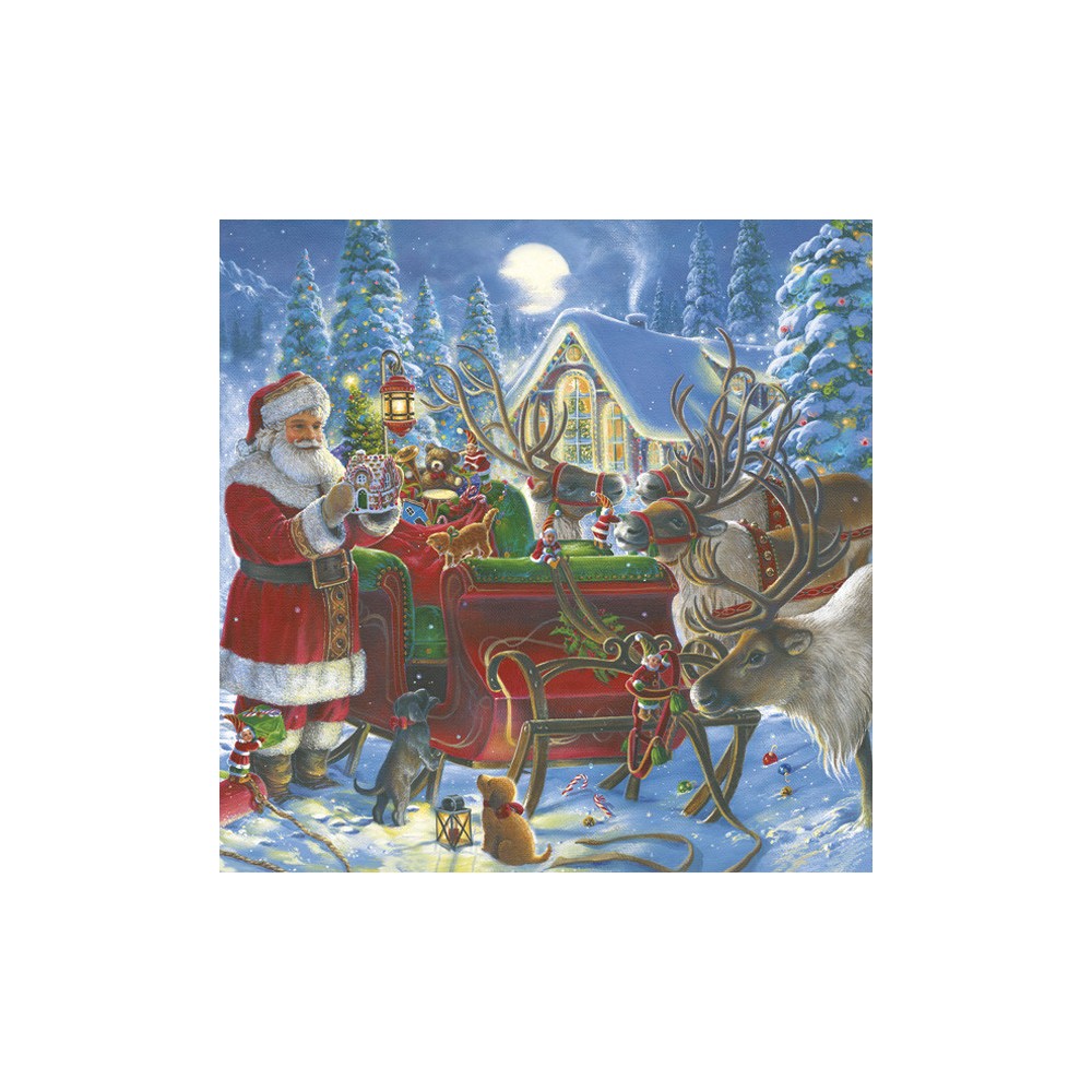 Christmas Santa with Sleigh napkins, pack of 20, 33x33 cm
