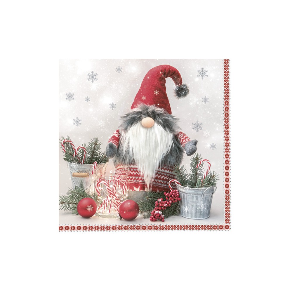Christmas Scandinavian Gnome napkins, pack of 20, 33x33 cm