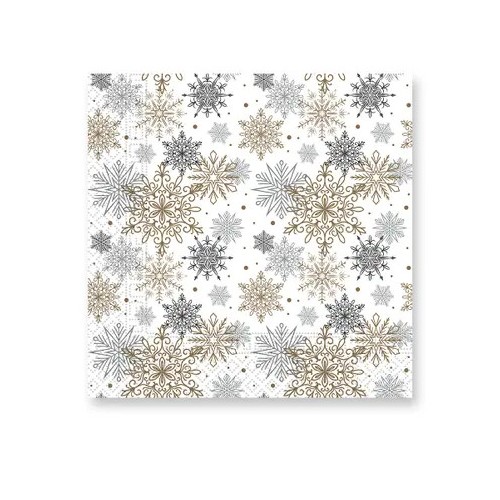 Christmas Silver-Gold Snowflakes i napkin 20-piece 33x33 cm