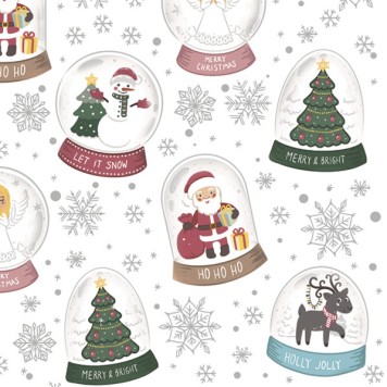 Christmas Snow Globes napkins, pack of 20, 33x33 cm