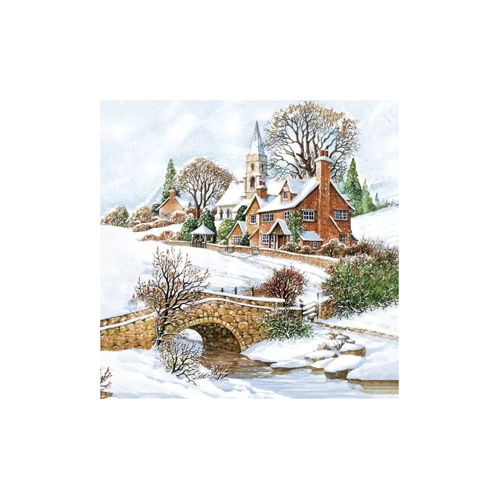 Christmas Snowy Winter View napkins, pack of 20, 33x33 cm