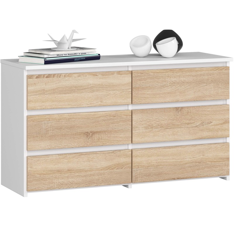 KOMODA CL100 6SZ PK BIAŁA / DĄB SONOMA KOMODA CL100 6SZ PK BIAŁA / DĄB SONOMA
