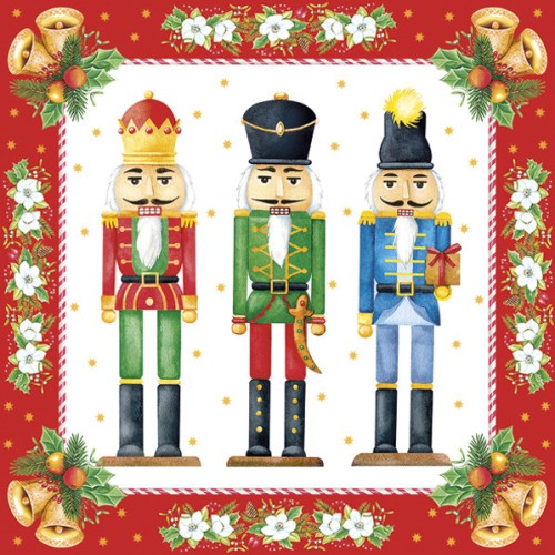Christmas Watercolour Nutcrackers napkins, pack of 20, 33x33 cm