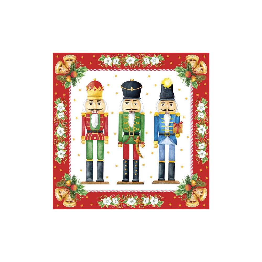 Christmas Watercolour Nutcrackers napkins, pack of 20, 33x33 cm