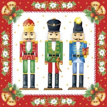 Christmas Watercolour Nutcrackers napkins, pack of 20, 33x33 cm