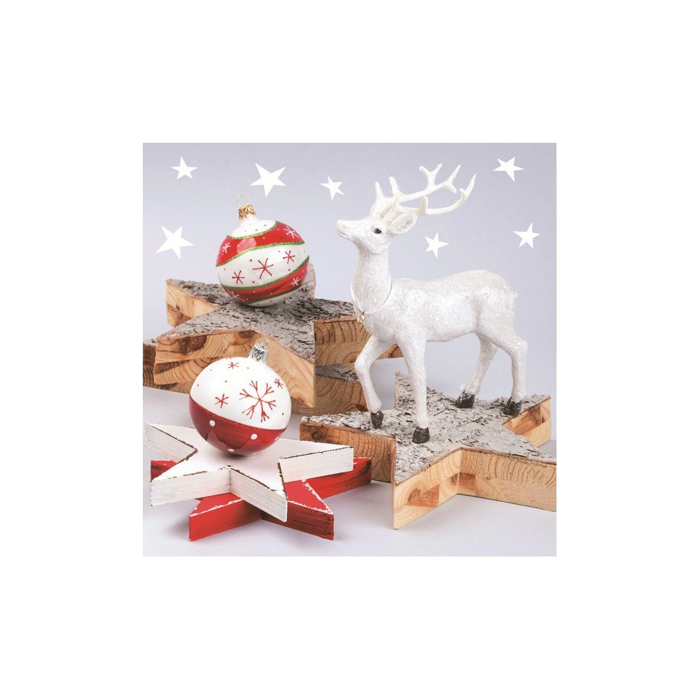 Christmas White Reindeer napkins, pack of 20, 33x33 cm