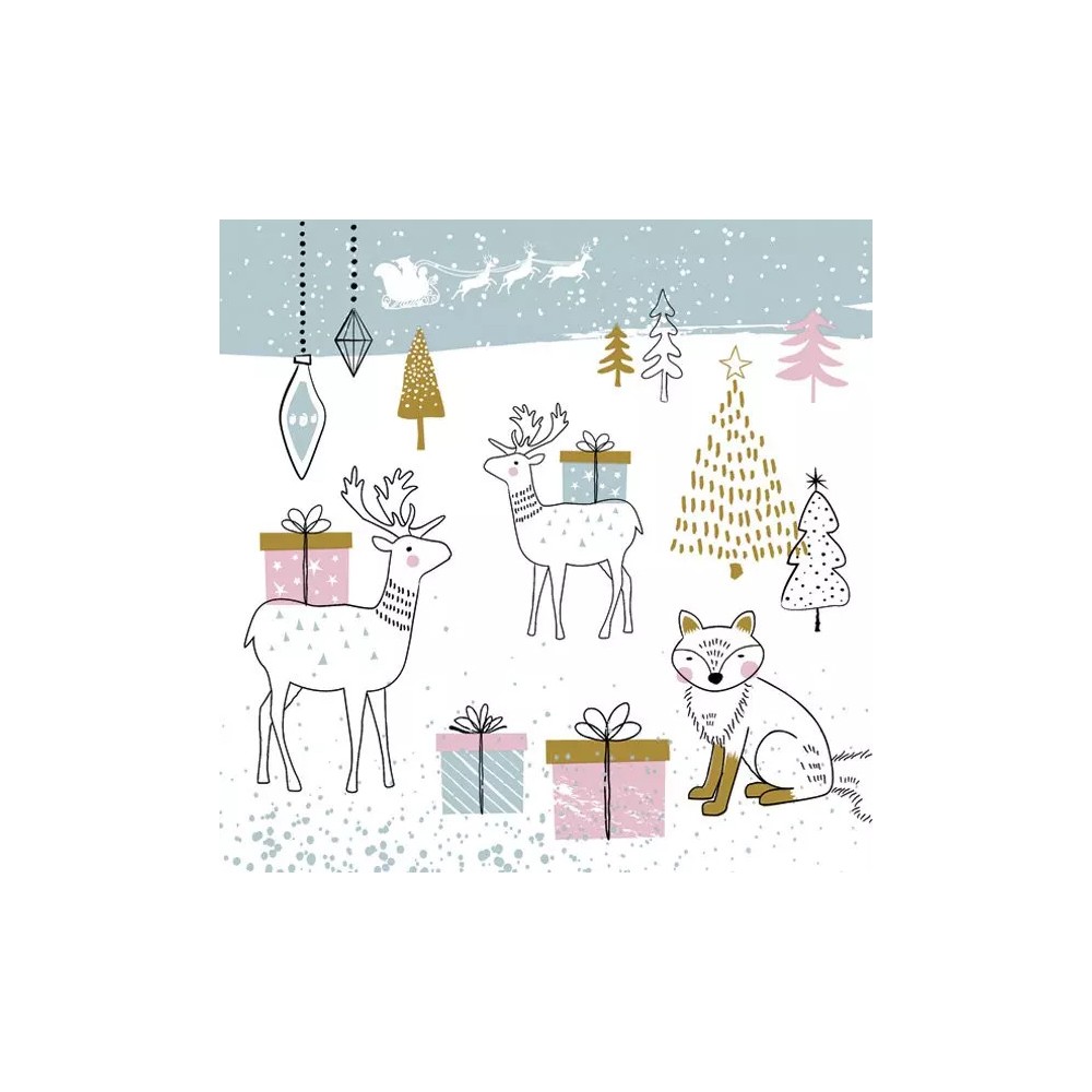 Christmas Winter Animals napkins, pack of 20, 33x33 cm