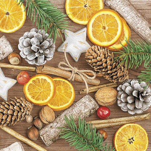 Christmas Winter Decorations Cinnamon napkins, pack of 20, 33x33 cm