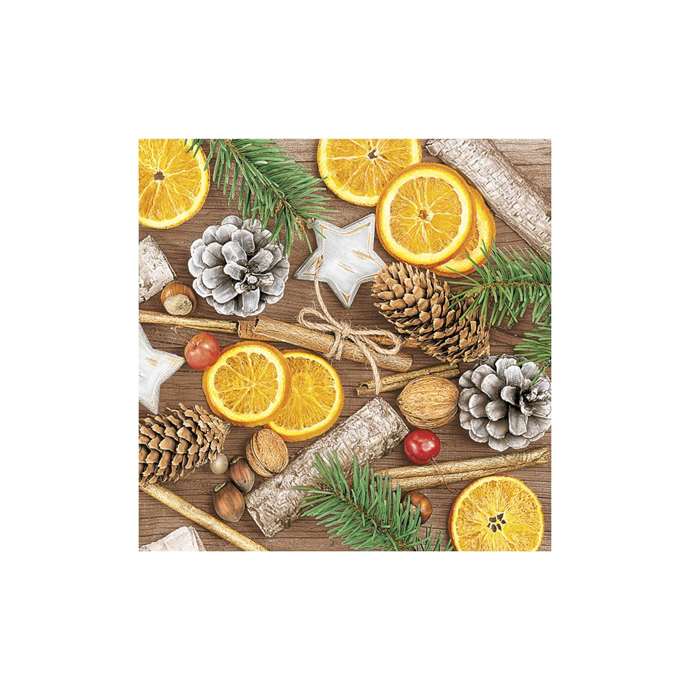 Christmas Winter Decorations Cinnamon napkins, pack of 20, 33x33 cm