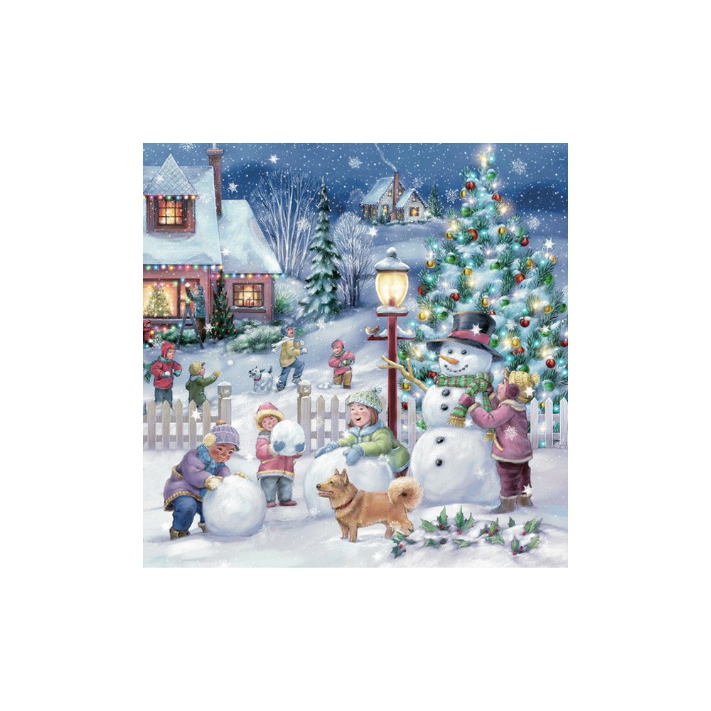 Christmas Winter in Village napkins, pack of 20, 33x33 cm