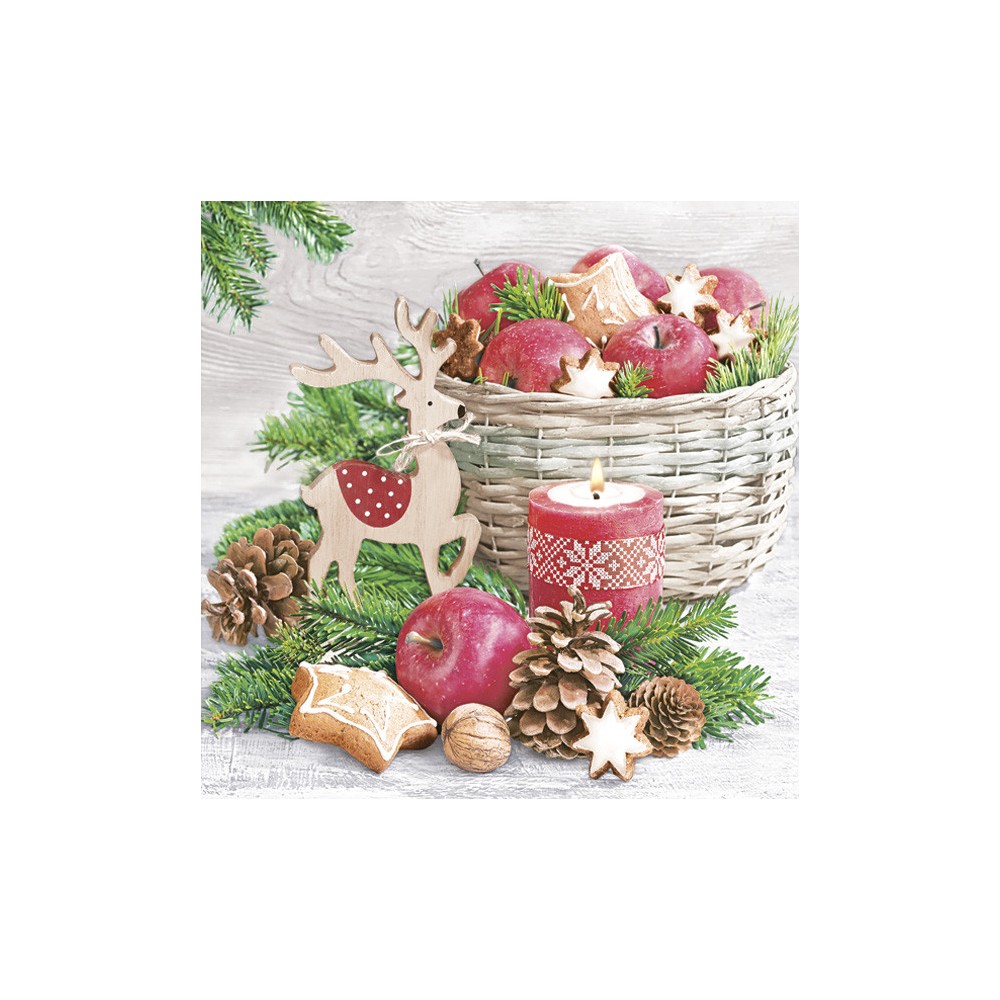 Christmas Wood Reindeer napkins, pack of 20, 33x33 cm