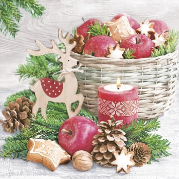 Christmas Wood Reindeer napkins, pack of 20, 33x33 cm
