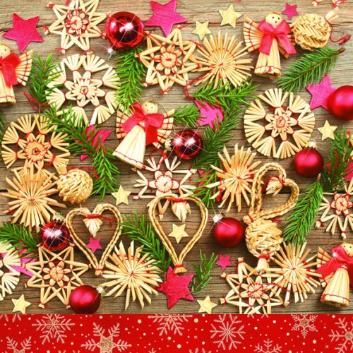 Christmas Wooden Decorations napkins, pack of 20, 33x33 cm