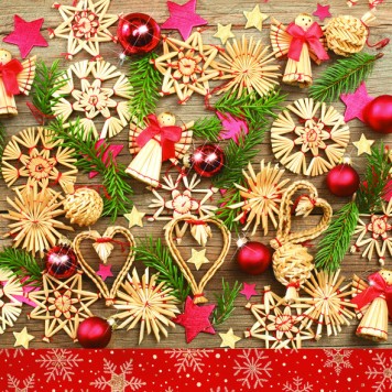 Christmas Wooden Decorations napkins, pack of 20, 33x33 cm