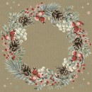 Christmas Wreath on Kraft napkins, pack of 20, 33x33 cm
