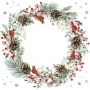 Christmas Wreath on White napkins, pack of 20, 33x33 cm