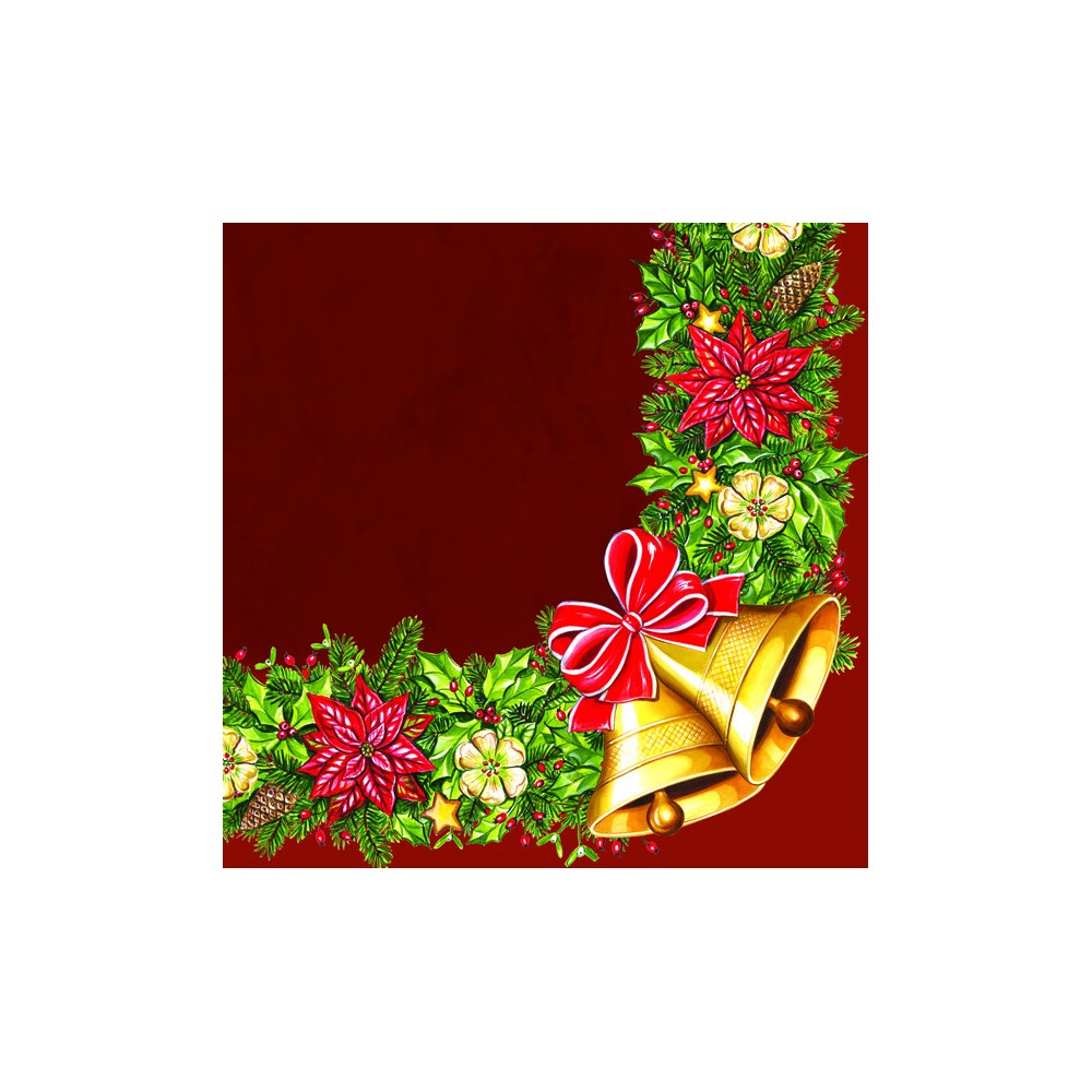 Christmas Wreath with Bells napkins, pack of 20, 33x33 cm