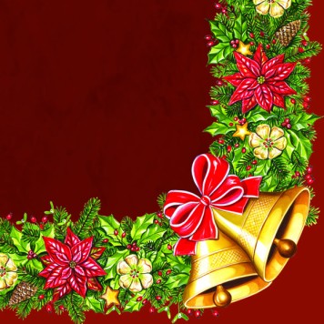 Christmas Wreath with Bells napkins, pack of 20, 33x33 cm