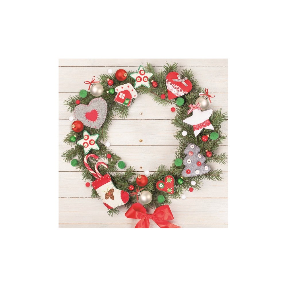 Christmas Wreath with Felt napkins, pack of 20, 33x33 cm