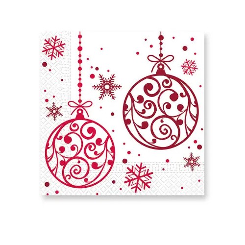 Christmas Xmas Red Balls i napkins 20 pcs 33x33 cm