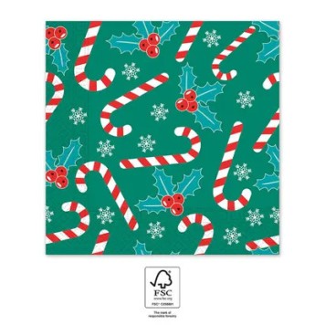 Christmas Xmas Sugar Canes i napkin 20 pcs 33x33 cm FSC