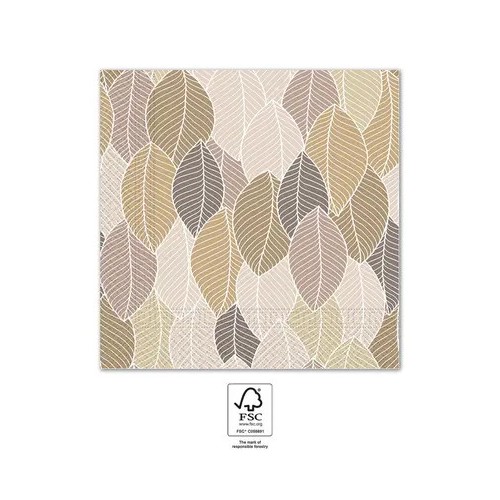 Flower Brown Leaves Leaf Napkin 20 pcs 33x33 cm FSC