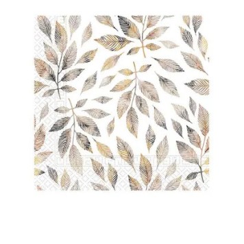Flower Grey Branches Leaf napkin, pack of 20, 33x33 cm