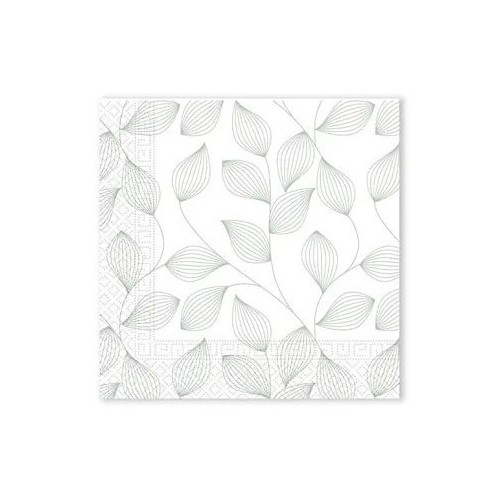 Flower Grey Leaf Napkin 20 pcs 33x33 cm FSC