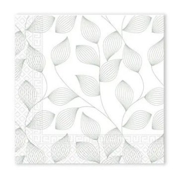 Flower Grey Leaf Napkin 20 pcs 33x33 cm FSC