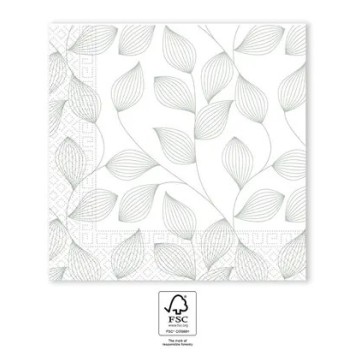 Flower Grey Leaf Napkin 20 pcs 33x33 cm FSC