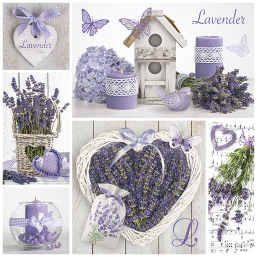 Flower Collage Lavender Napkin 20 pcs 33x33 cm
