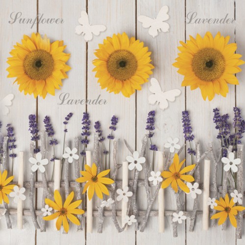 Flower Composition Lavender and sunflower napkin 20 pcs 33x33 cm
