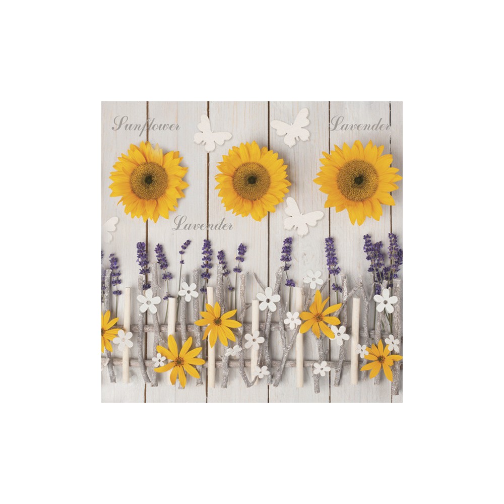 Flower Composition Lavender and sunflower napkin 20 pcs 33x33 cm