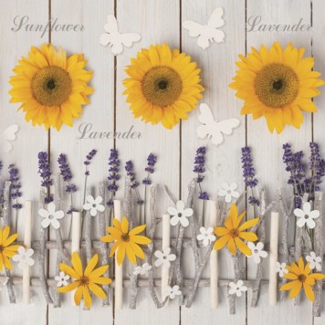 Flower Composition Lavender and sunflower napkin 20 pcs 33x33 cm