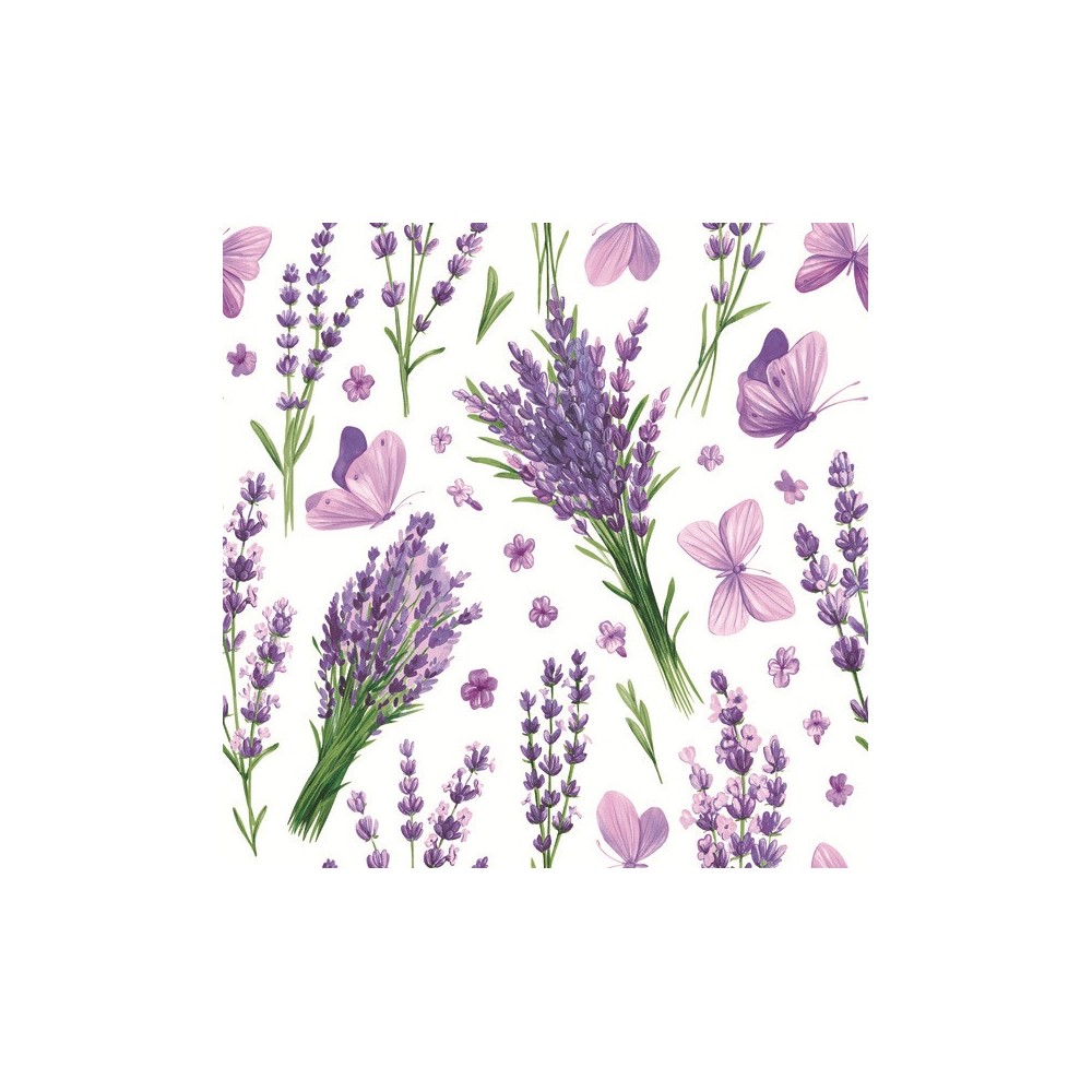 Flower Violet Butterflies Lavender napkin set of 20, 33x33 cm