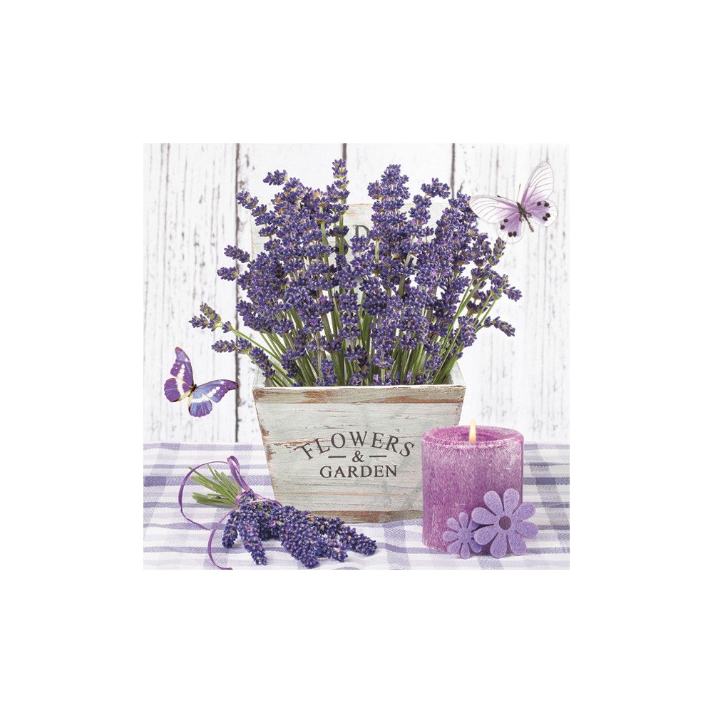Flower Wooden Pot Lavender napkin, pack of 20, 33x33 cm