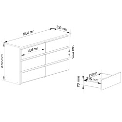 KOMODA CL100 6SZ PK BIAŁA / SZARA
