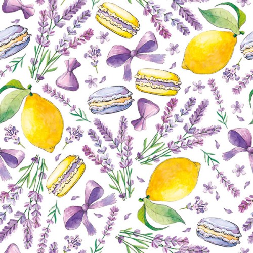 Cookie Limes and Lavender Macaron napkin set of 20, 33x33 cm