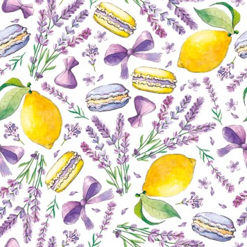 Cookie Limes and Lavender Macaron napkin set of 20, 33x33 cm