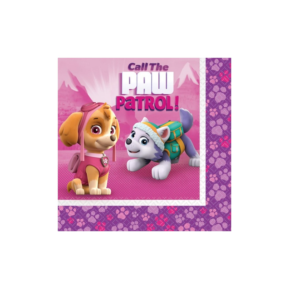 Paw Patrol Pink napkin 20 pcs 33x33 cm