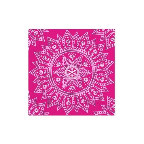 Colour Fuchsia White Mandala Napkin 20 pcs, 33x33 cm FSC