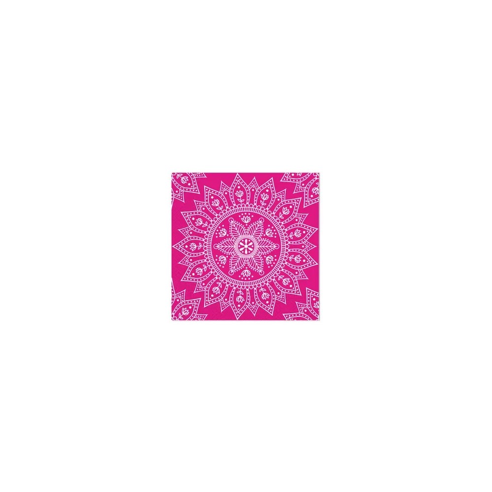 Colour Fuchsia White Mandala Napkin 20 pcs, 33x33 cm FSC