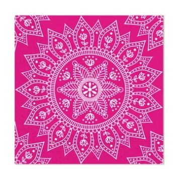 Colour Fuchsia White Mandala Napkin 20 pcs, 33x33 cm FSC