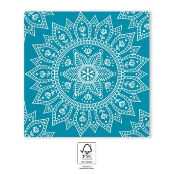 Colour Petrol White Mandala Napkin 20 pcs, 33x33 cm FSC
