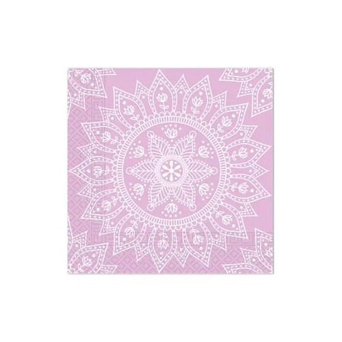 Colour Purple White Mandala napkin 20 pcs, 33x33 cm FSC