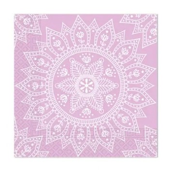 Colour Purple White Mandala napkin 20 pcs, 33x33 cm FSC