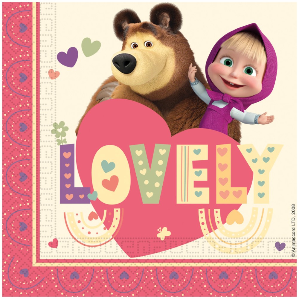 Masha and the Bear Sweet Heart napkin 20 pcs 33x33 cm FSC