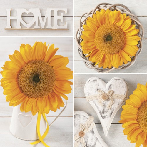 Flower Collage with Hearts Sunflower Napkins 20 pcs 33x33 cm